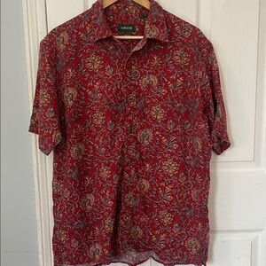 Orvis Red Paisley Men's Button Short Sleeve Down Shirt